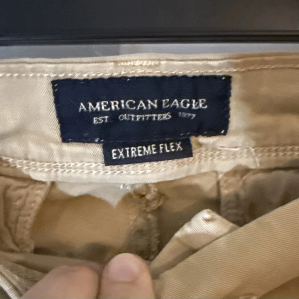 American Eagle Extreme Flex Chino Pants Men's 33x34 Tan Khaki Slim Straight Leg